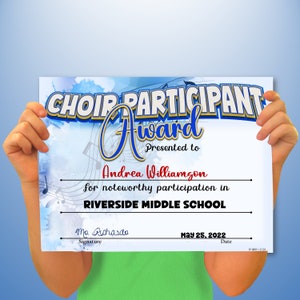 Choir PowerPoint Certificate, PowerPoint Certificate, Music, Templates, Editable Certificates, Digital Download