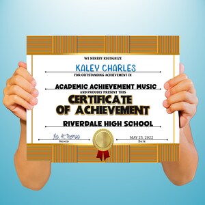 Kente Achievement/Recognition PowerPoint Certificate, Fillable Certificate, Academic, Templates, Editable Certificates, Digital Download