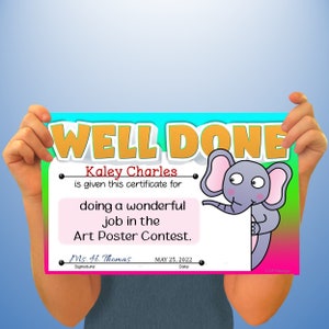 Well Done Certificates, PowerPoint Certificates, School Certificates, Templates, Editable Certificate