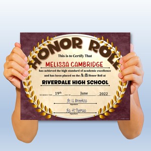 Honor Roll PowerPoint Certificates, Fillable Certificates, Academic, Templates, Editable Certificates, Digital Download