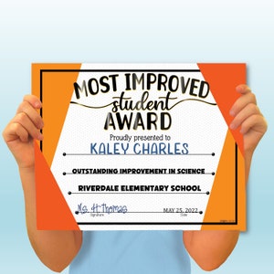 Most Improved PowerPoint Certificates, PowerPoint Certificate, Most Improved, Templates, Editable Certificates, Digital Download