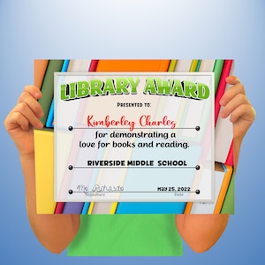 Library Certificates, PowerPoint Certificates, Templates, Editable Certificates, Digital Download
