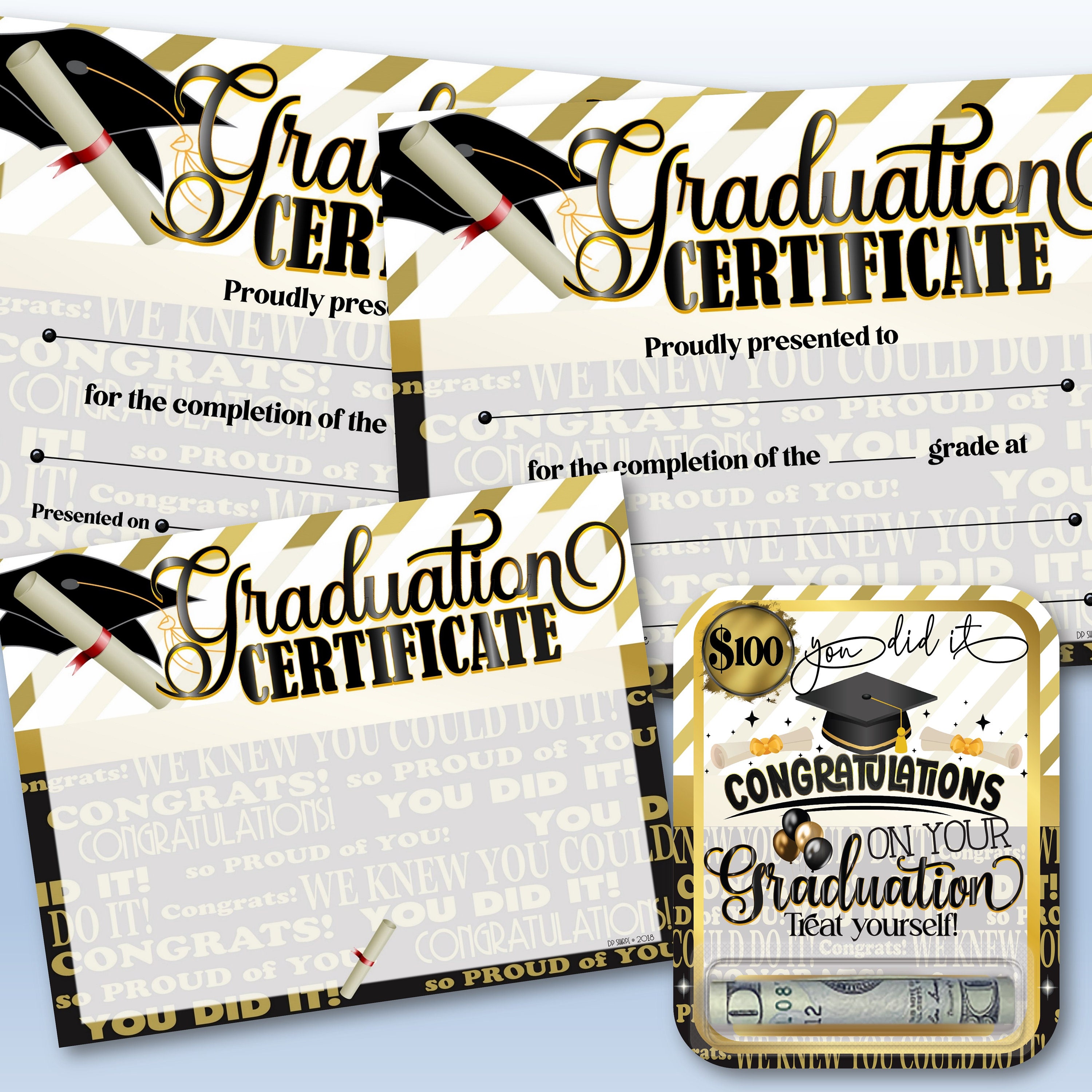 Graduation Certificate With Money Card, Powerpoint Certificates, School ...