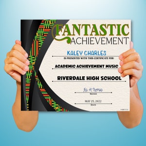 Kente Achievement/Recognition PowerPoint Certificate, Fillable Certificate, Academic, Templates, Editable Certificates, Digital Download
