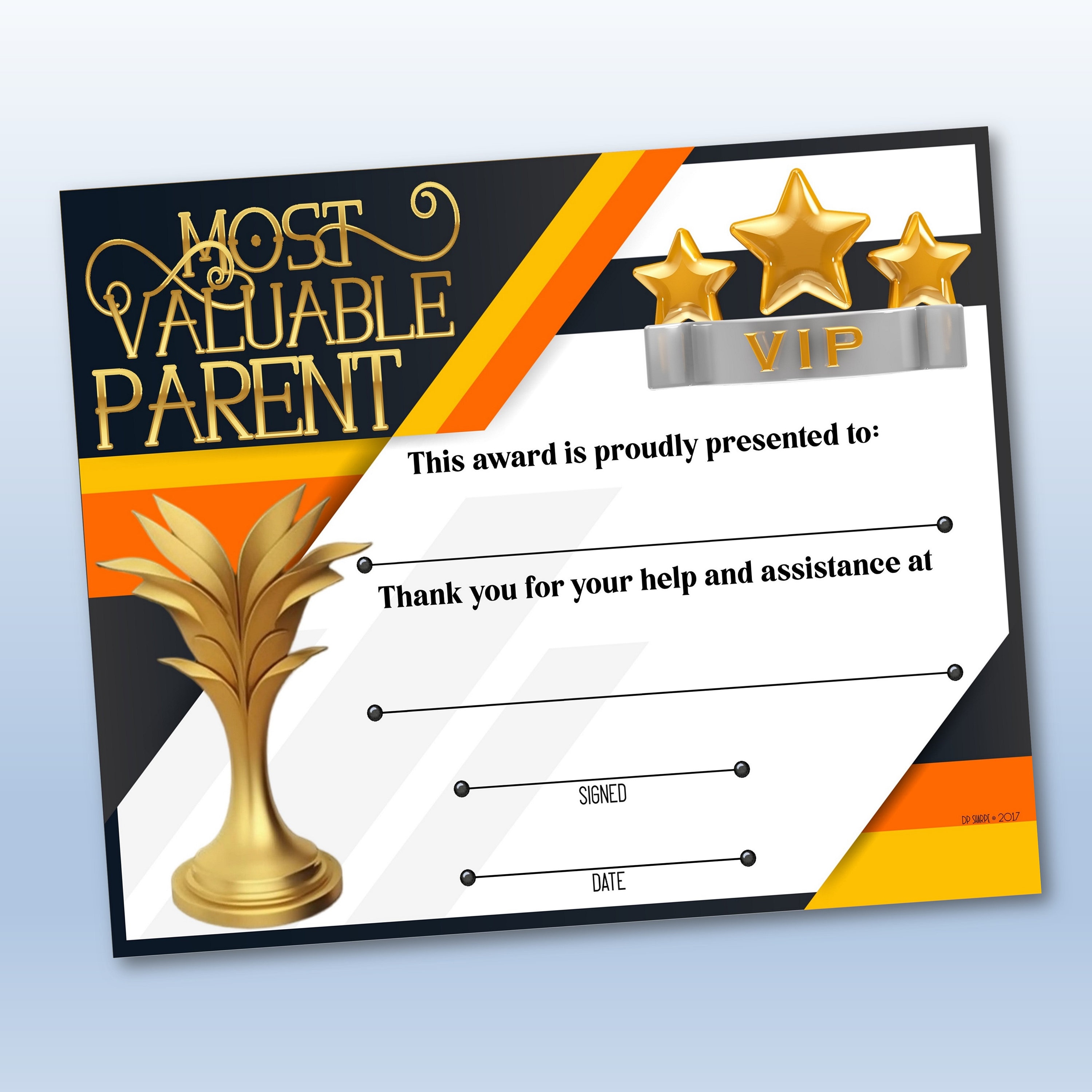 Parents Appreciation Certificates, Fillable Powerpoint Certificates, MVP, Templates, Editable ...