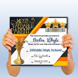 Parents Appreciation Certificates, Fillable PowerPoint Certificates, MVP, Templates, Editable Certificates, Digital Download