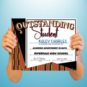 Kente Achievement/Recognition PowerPoint Certificate, Fillable Certificate, Academic, Templates, Editable Certificates, Digital Download