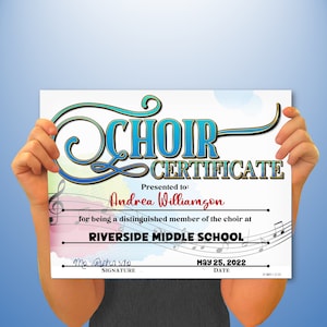Choir PowerPoint Certificate, PowerPoint Certificate, Music, Templates, Editable Certificates, Digital Download