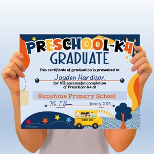 Preschool Kindergarten End of Year Graduation Certificates