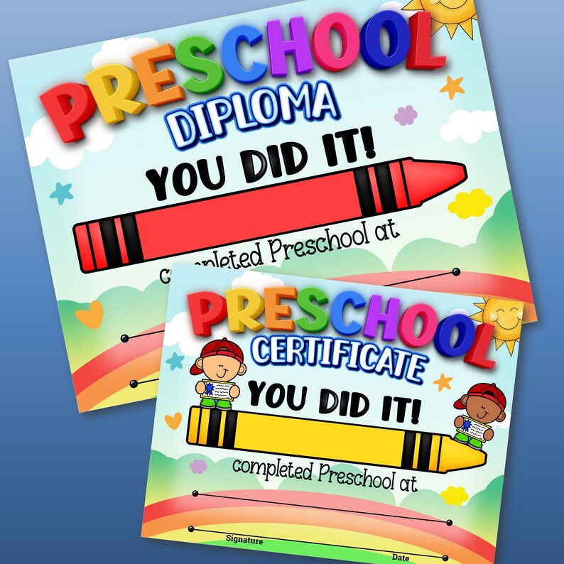 Preschool Promotion Certificates Powerpoint Certificates School