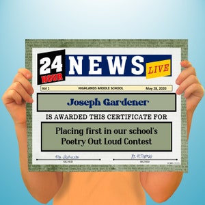 Achievement Headlines Certificates, PowerPoint Certificates, Academic, Templates, Editable Certificates, Digital Download
