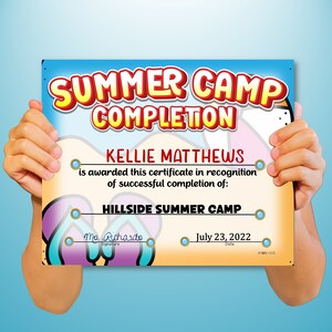 Summer Camp Certificate, Fillable Certificates, PowerPoint, Templates, Editable Certificates, Digital Download