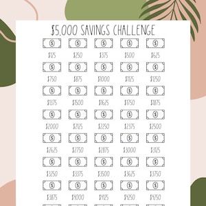5,000 Savings Challenge Printable I PDF Instant Download I Savings Tracker