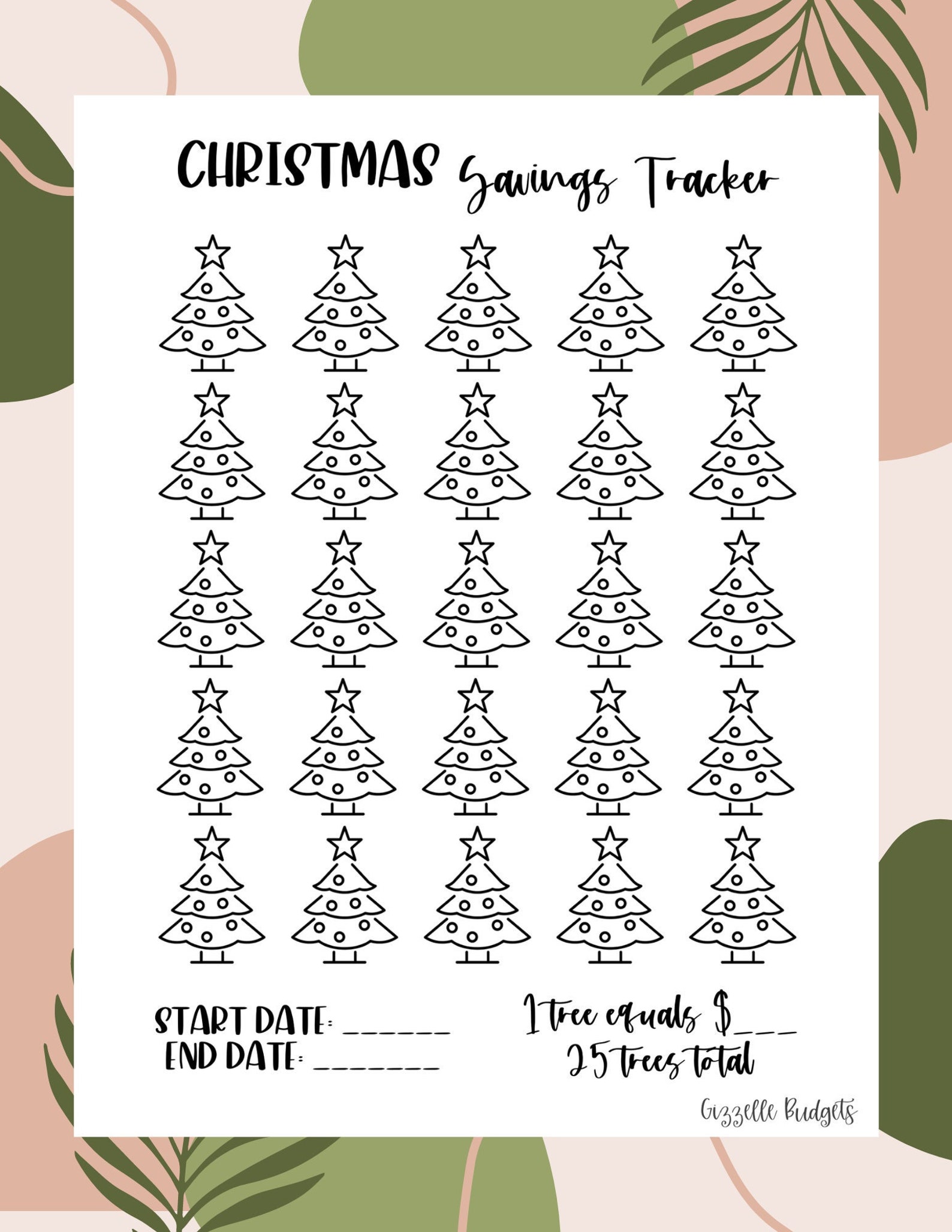 Christmas Savings Tracker Printable I PDF Instant Download I Savings