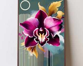 Elegant Orchid Digital Print | Modern Floral Wall Art | Botanical Printable Art | Luxury Flower Decor | Instant Download | Orchid Artwork