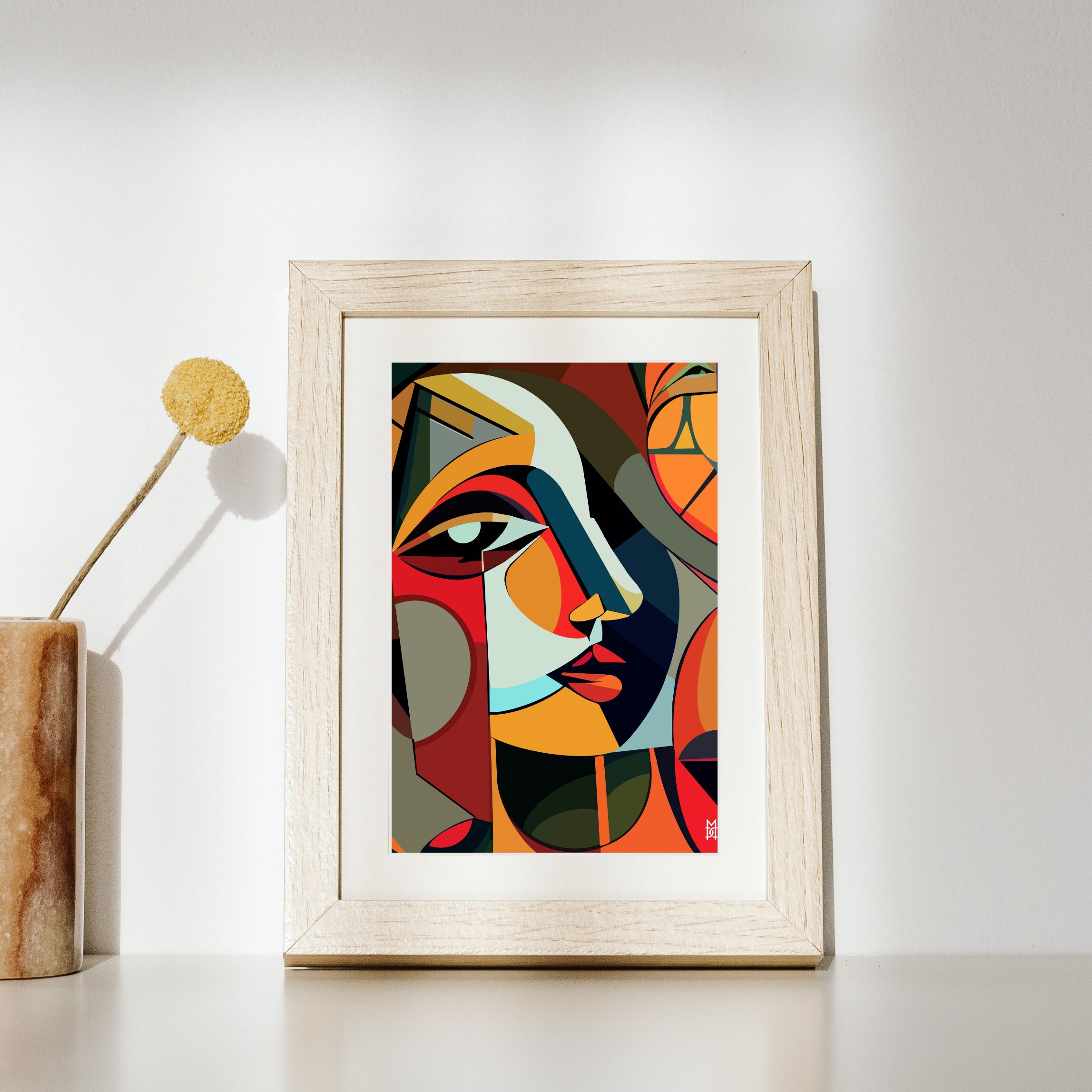 Face Art Print, Portrait Art, Abstract Woman Cubist Art, Woman Digital ...