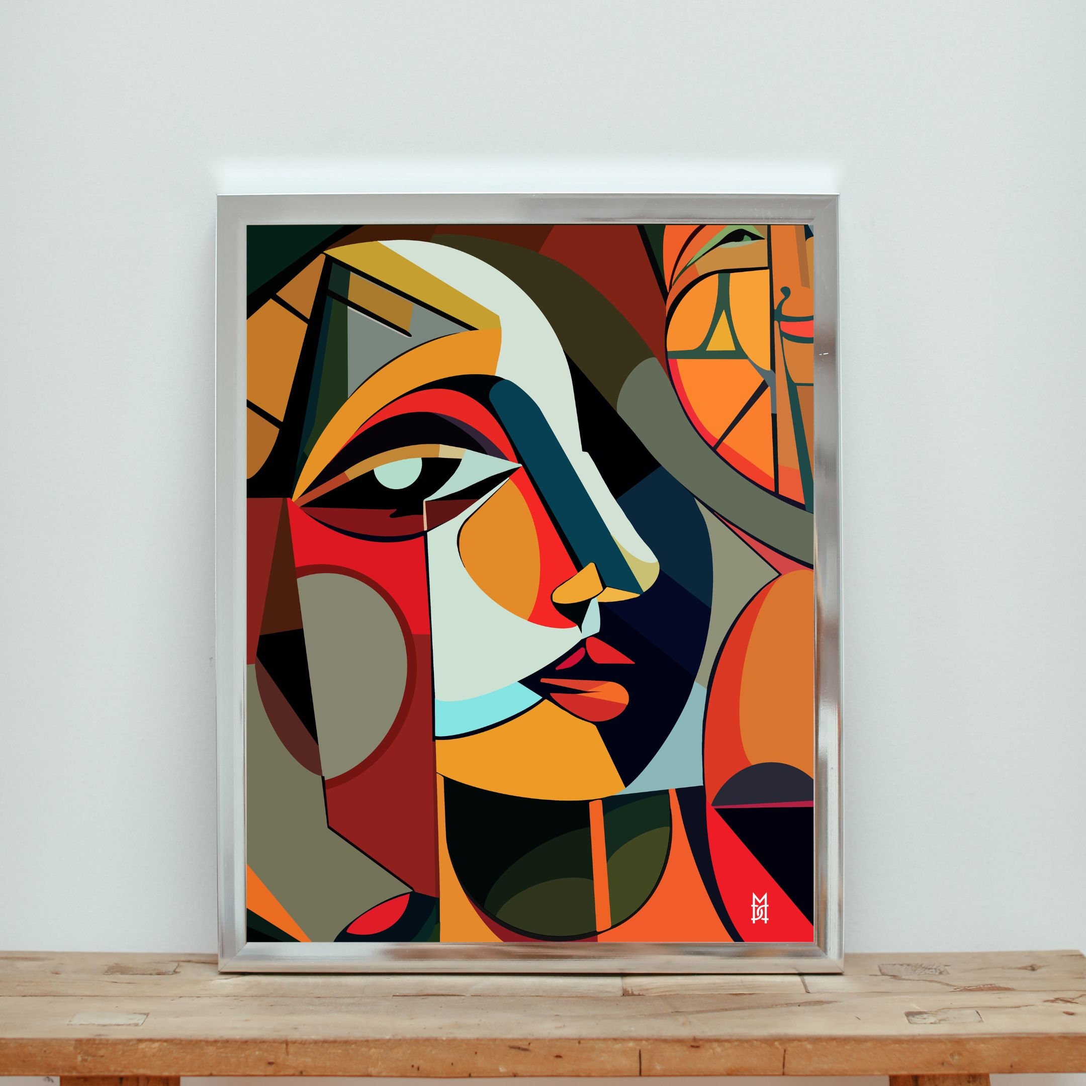 Face Art Print, Portrait Art, Abstract Woman Cubist Art, Woman Digital ...