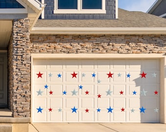 Outdoor Decorations 4th of July Red White Blue Glitter Stars Flexible Garage Door Magnets Patriotic Porch Decor For Veterans Memorial Day