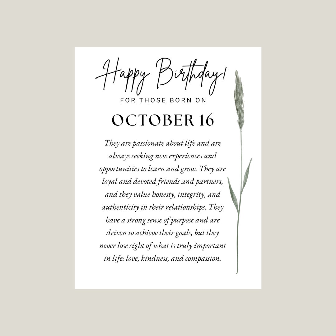 October 16 Birthday Birthday Card for Best Friend - Etsy