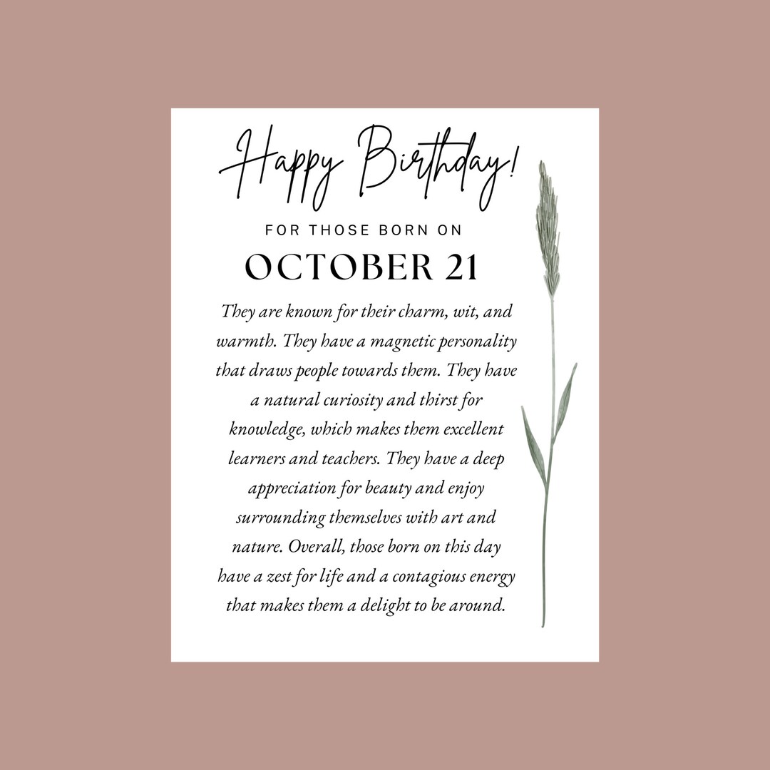 October 21 Birthday Card for Her Sentimental Gifts for Her - Etsy