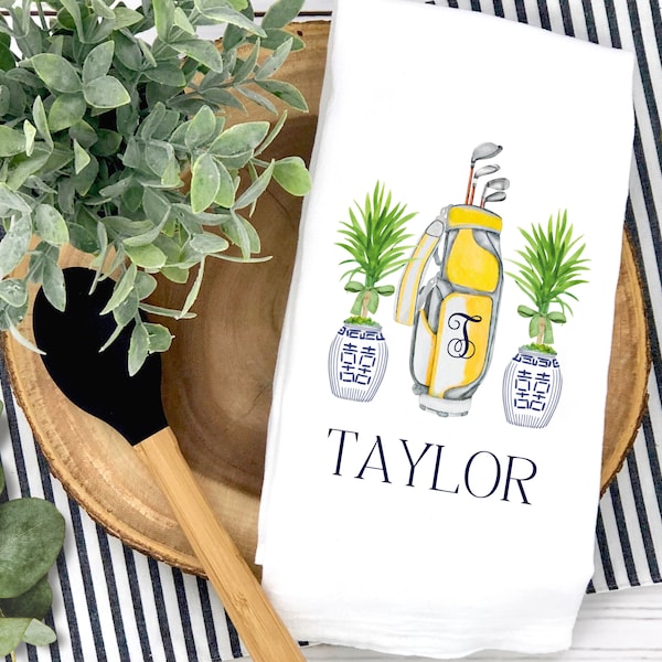 Personalized Tea Towel Golf Etsy