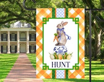 Preppy Chinoiserie Easter Bunny Garden Flag | Personalized Ginger Jar Yard Banner | Custom Outdoor Home Decor | Easter Rabbit House Flag