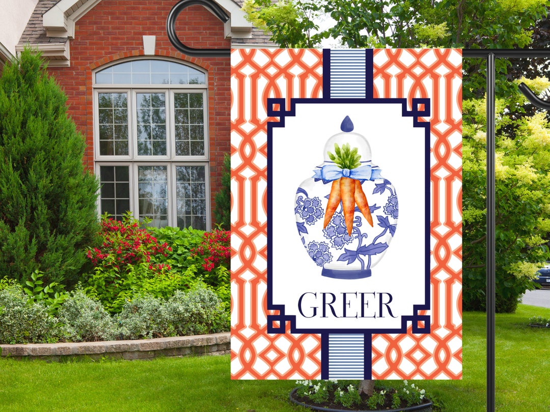 Preppy Easter Chinoiserie Ginger Jar Garden Flag Personalized Easter
