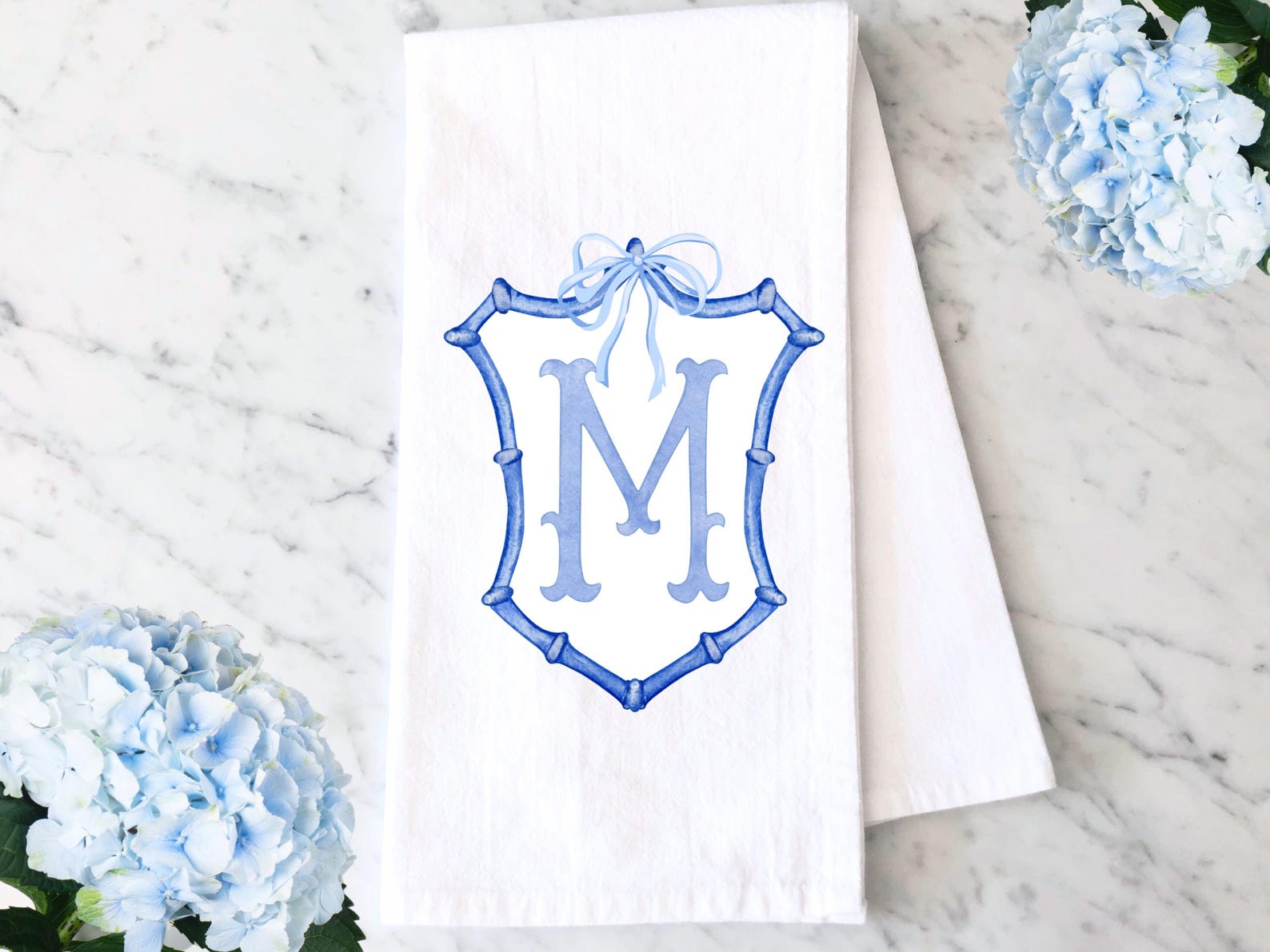 Blue Initial Tea Towel: - Initial C