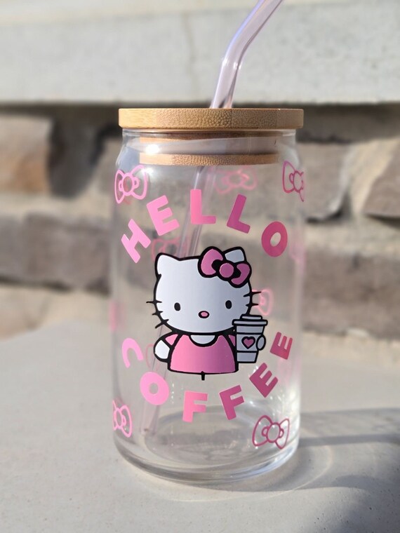 Hello Kitty Glass Can Cup Etsy