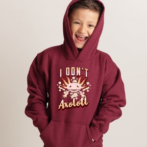 Funny Youth Axolotl Hoodie, Unisex Youth Axolotl Sweatshirt, Axolotl Gift for Kids