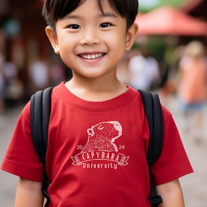 Capybara Shirt for Kids, Youth Capybara Crewneck T shirt, Cute Capybara University Tee