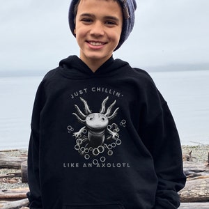 Kids Axolotl Shirt, Cute Youth Axolotl Hoodie for Kids, Just Chillin' Like an Axolotl Kids Hoodie Gift for Kids