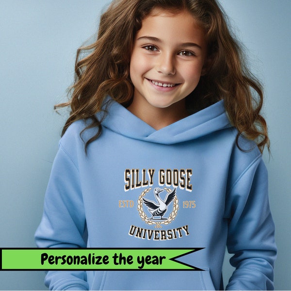 Personalized Silly Goose University Kids Hoodie, Unisex Silly Goose Youth Sweatshirt, Custom Silly Goose Hoodie