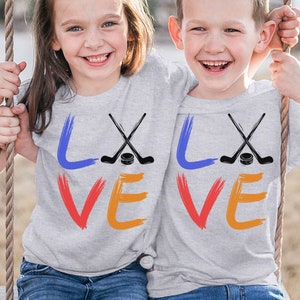 Love Hockey Shirt, Hockey Player Youth Shirt, Girls Hockey Shirt, Game Day Shirt, Youth Hockey Player Gift, Hockey Team Gift, Hockey Fan Tee