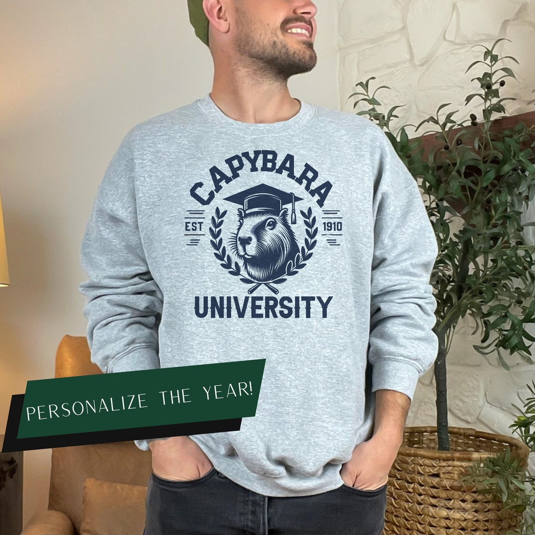 Personalized Capybara University Sweatshirt, Cute Unisex Crewneck