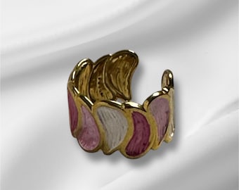 Gold Enamel Heart Ring | Adjustable Stainless Steel Y2K Jewelry