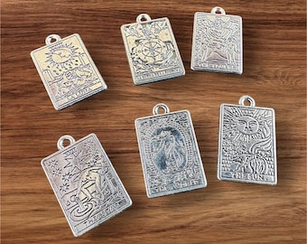 Stainless Steel Tarot Card Necklace | Platinum Color Metal Pendant