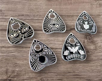 Ouija Planchette Pendant Necklace | Enamel Charm, Sterling Silver