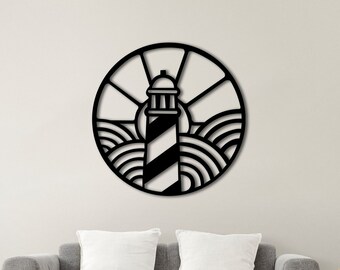Lighthouse Wood Wall Art, Wood Wall Decor, Lighthouse View İndoor Home Decortaion, Wooden Living Room, Home Decor