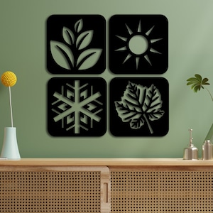 Four Season Set Wood Wall Art, Wood Wall Decor, Four Season View İndoor Home Decortaion, Wooden Living Room, Home Decor