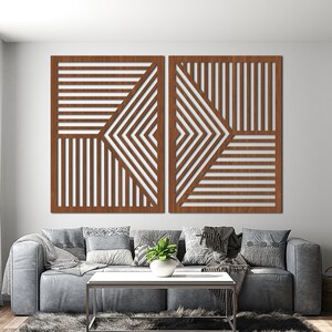 Unique Geometric Wood Wall Art: Modern Home Decor Panel Set - Etsy
