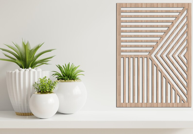 Unique Geometric Wood Wall Art: Modern Home Decor Panel Set - Etsy ...