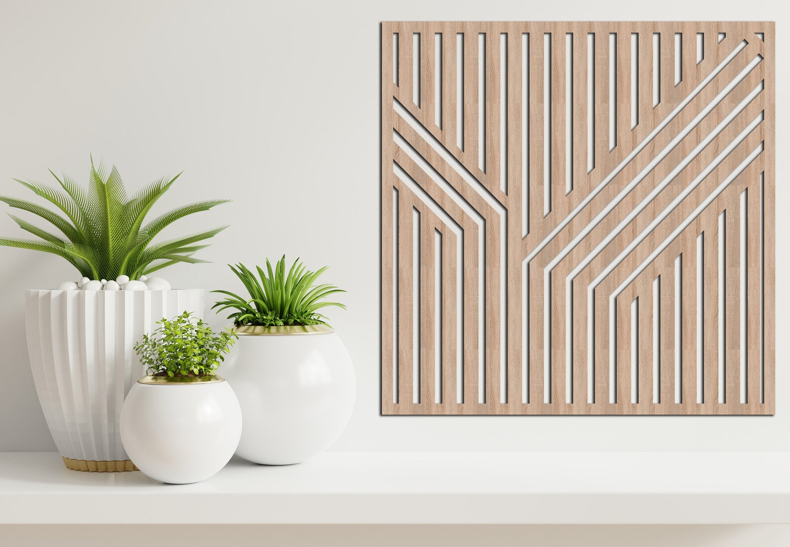 Unique Geometric Lines Wood Wall Art: Modern Minimalist Decor, Set of 2 ...