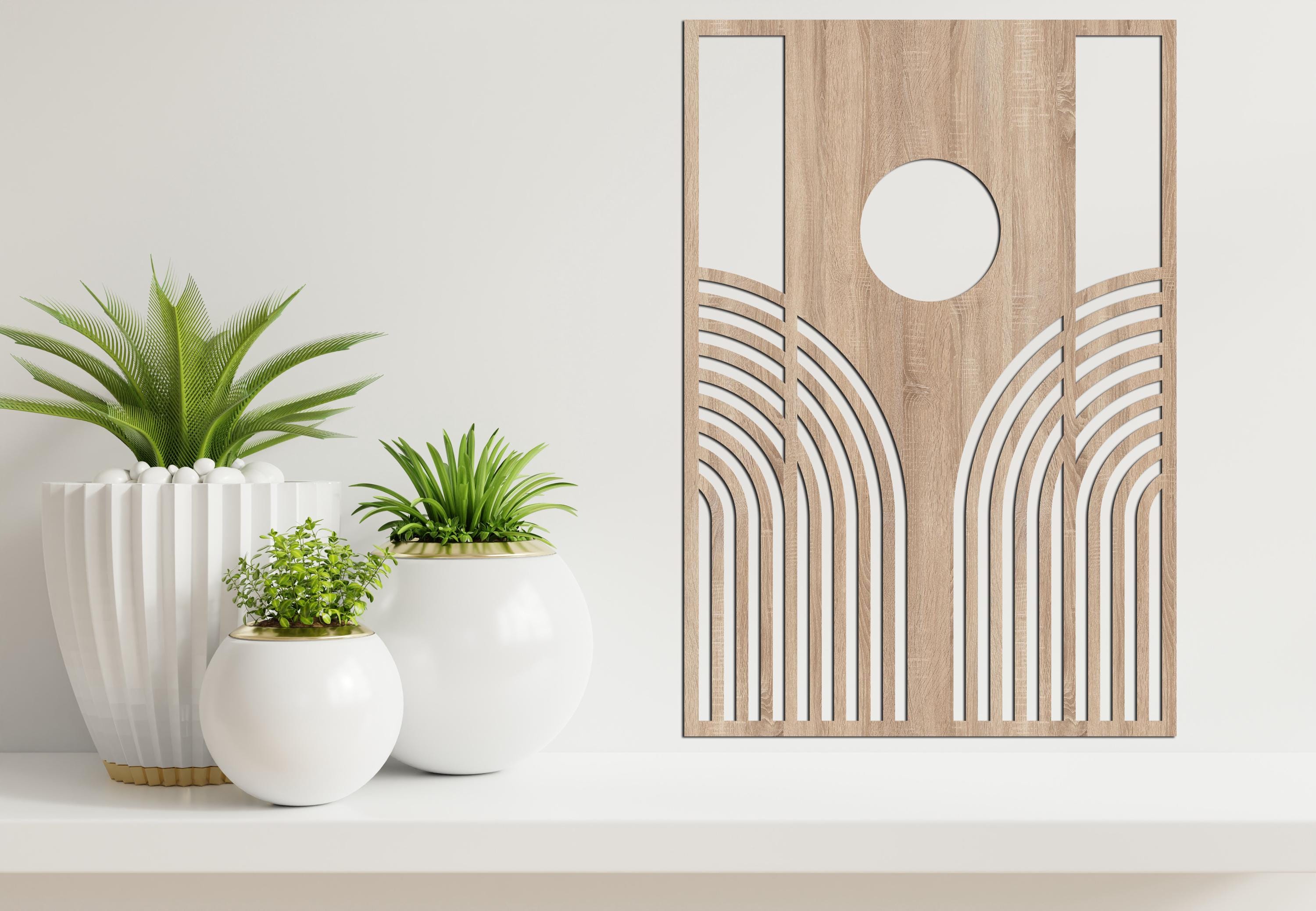 Rustic Modern Harmony Set of 3 Wood Wall Art - Mid Century Geometric ...