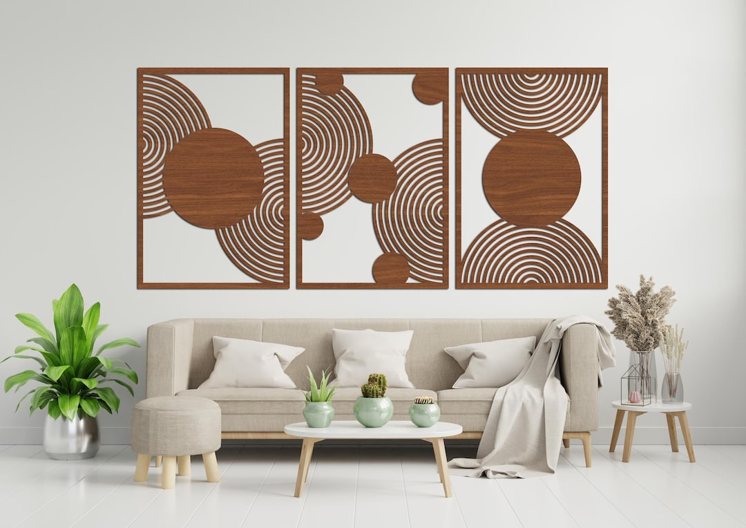 Minimalist Geometric Wood Wall Art Set: Modern Panels (set of 3) - Etsy