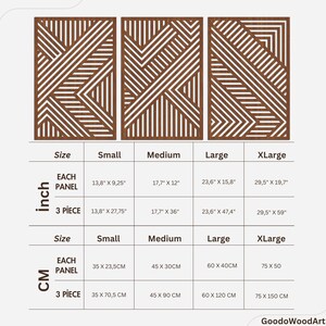 Geometric Abstract Lines Wood Wall Art – Set of 3 Modern Panels ...
