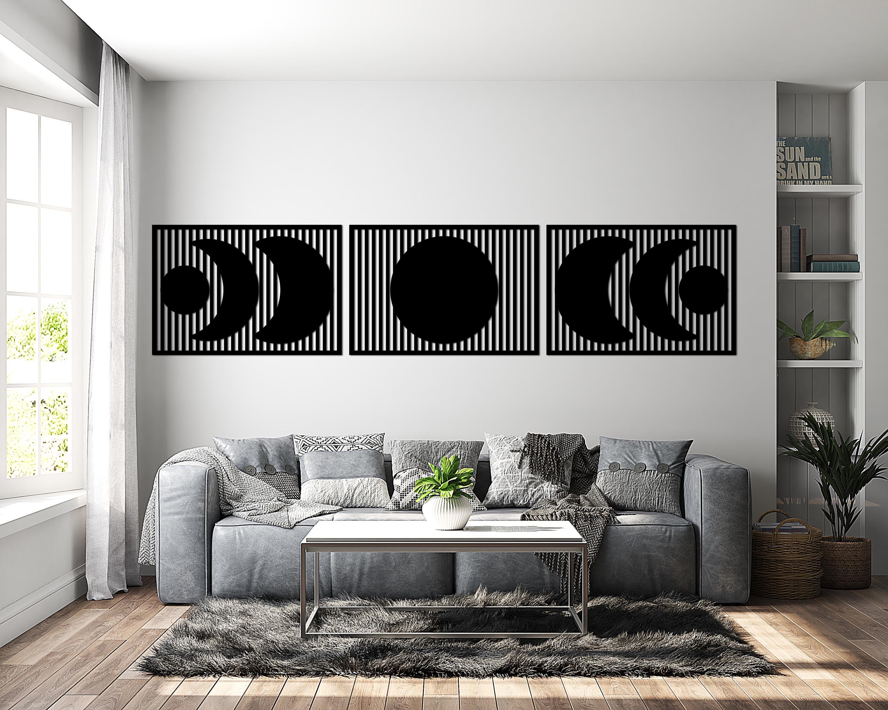Boho Moon Wood Wall Art: Lunar Moon Phases Set of 3 - Etsy