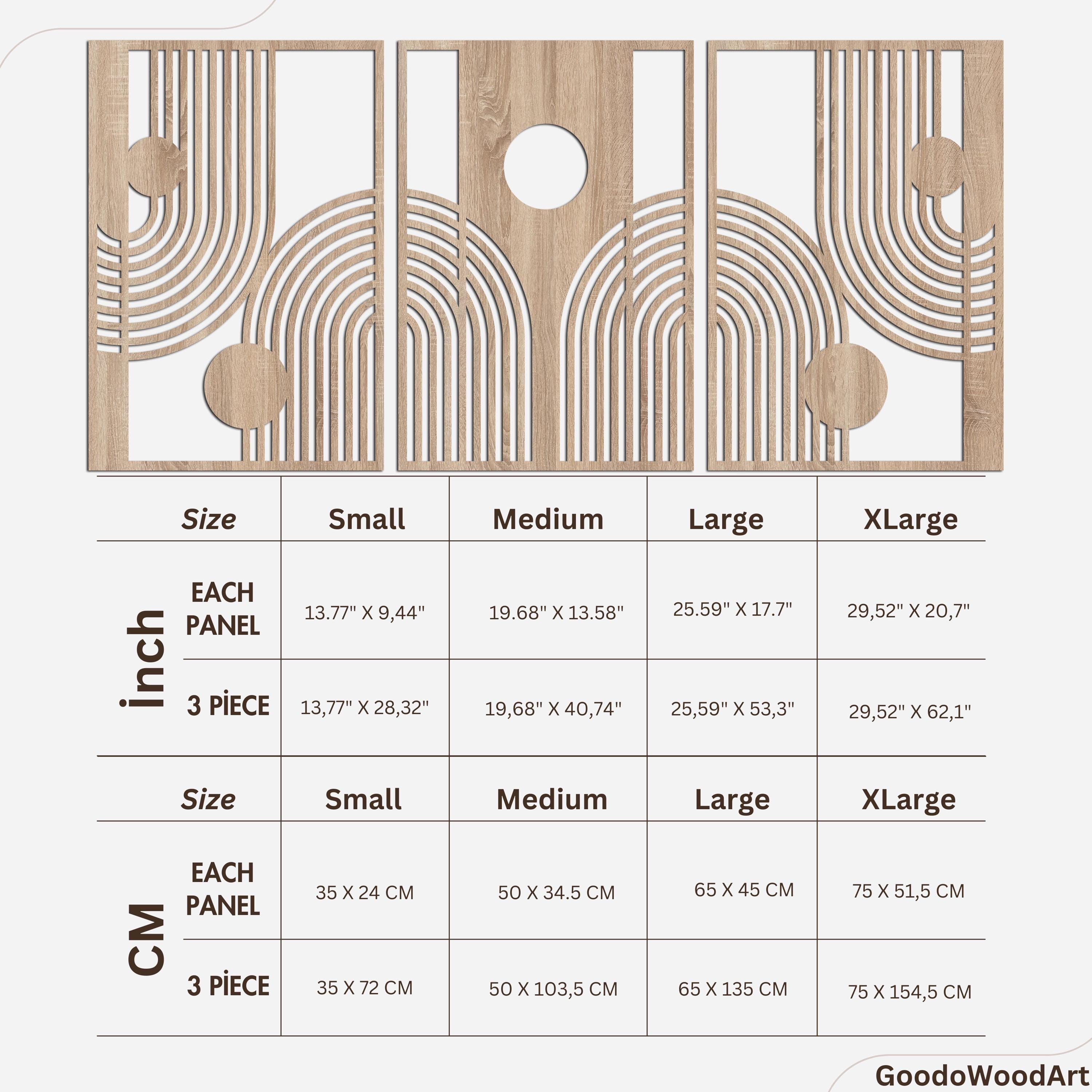 Rustic Modern Harmony Set of 3 Wood Wall Art - Mid Century Geometric ...