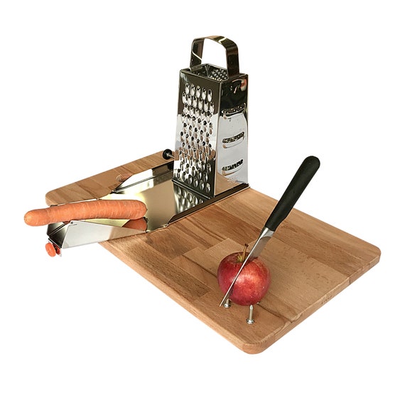 One-Handed Cutting Board 'Cook-Helper' | Adaptive Chopping Board | Adaptive Kitchen Equipment | One Hand Gadget | Food Preparation Set for People
