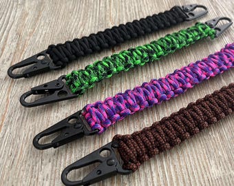 Mosquetón de doble gancho HK, EDC, llavero de paracord, regalo personalizado, pesca, senderismo, actividades al aire libre, caza, camping, hecho a mano, táctico